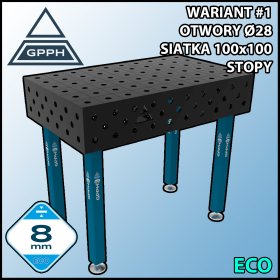Stół spawalniczy tradycyjny ECO 1000x600mm, Ø28, siatka 100x100mm, na stopach #1